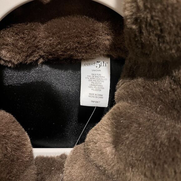 EAST 5th Women’s Faux Fur lined Soft Brown Cape Shawl Poncho Shrug Size SM - Picture 9 of 9